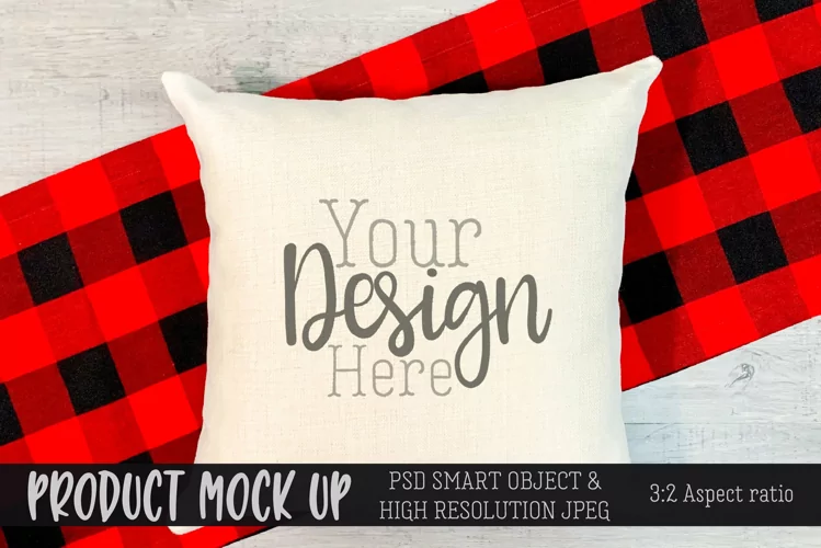 Christmas square pillow II MOCK UP | PSD & JPG