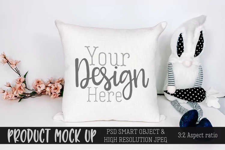 Sublimation square cushion for Easter MOCKUP