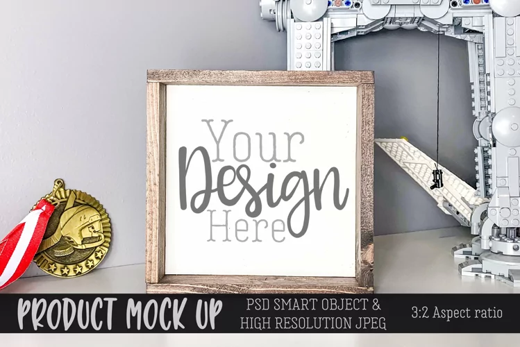 Square sign kids room MOCKUP