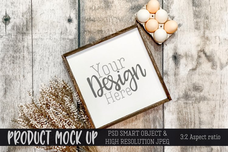MOCKUP Square sign Farm fresh | PSD   JPG
