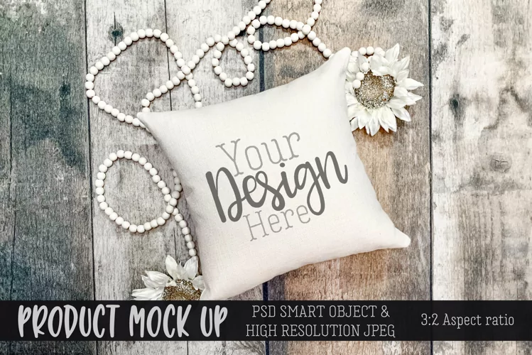 MOCKUP Sunflower square pillow | PSD & JPG