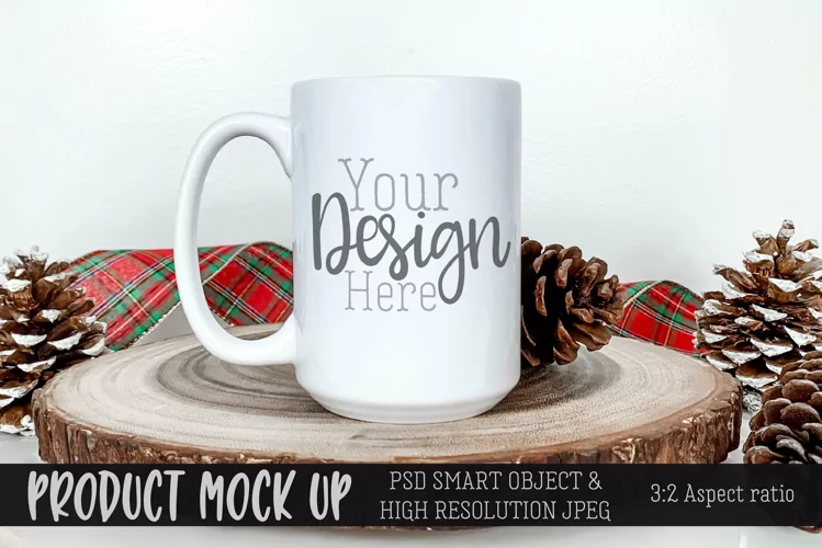 MOCKUP | Winter themed sublimation mug | PSD & JPG