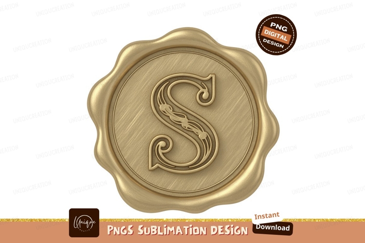 Golden letter seal emblem ornate