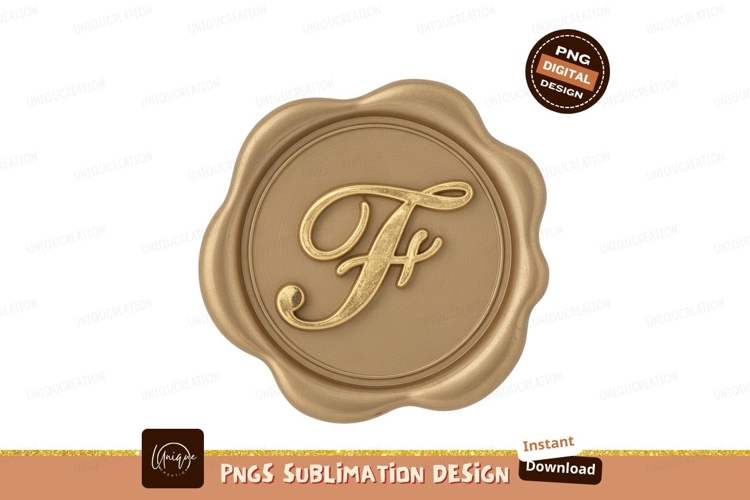 Golden letter f wax seal image