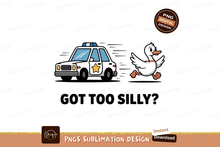 Police car chasing cartoon duck image