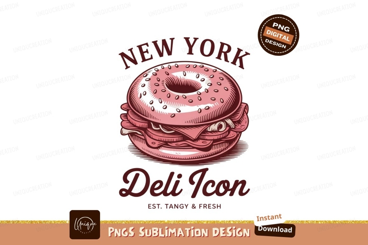 Pink bagel sandwich deli icon food