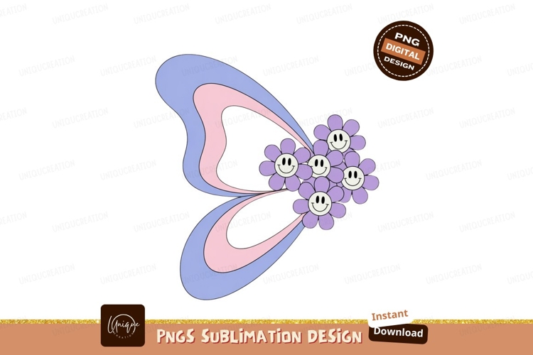 Purple smiley flowers with pastel wings image
