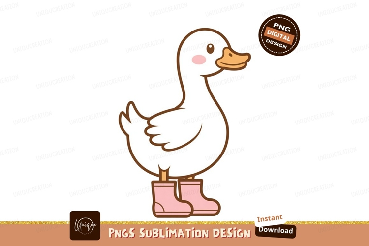 White duck wearing pink boots cartoon