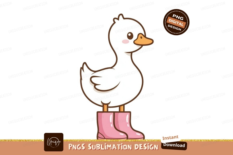 Cute duck wearing pink boots bird animal
