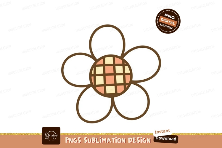 Simple flower with checkered center white brown