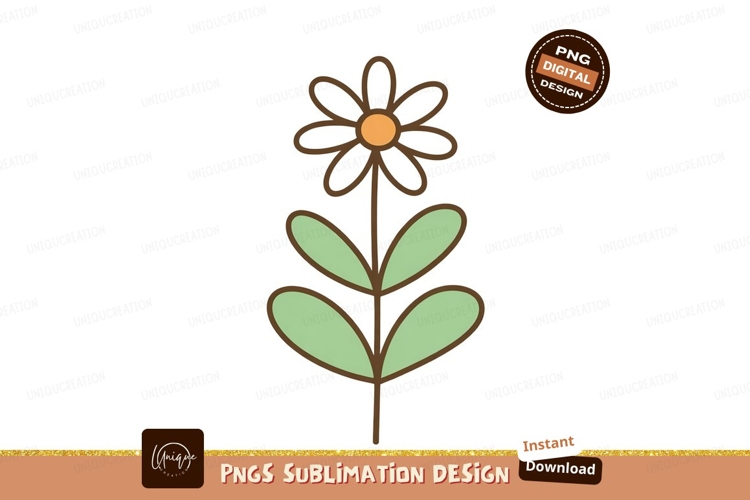Simple flower with leaves stem orange