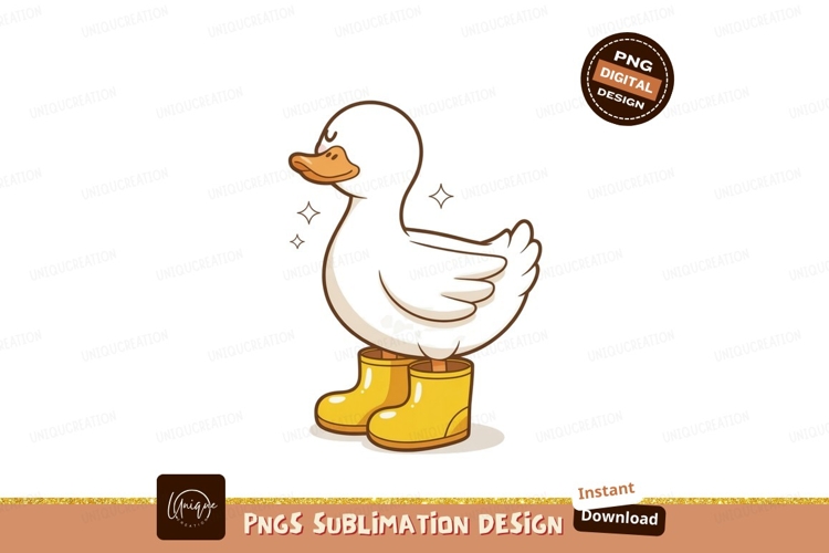 Black duck wearing yellow boots cartoon