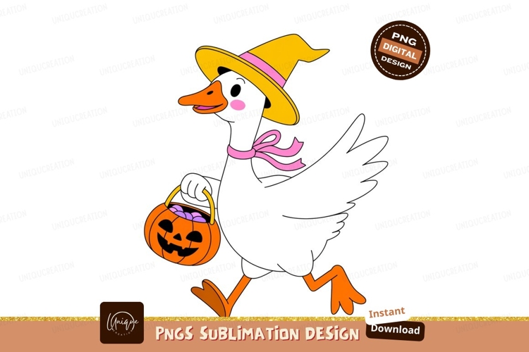 Black duck witch with pumpkin candy