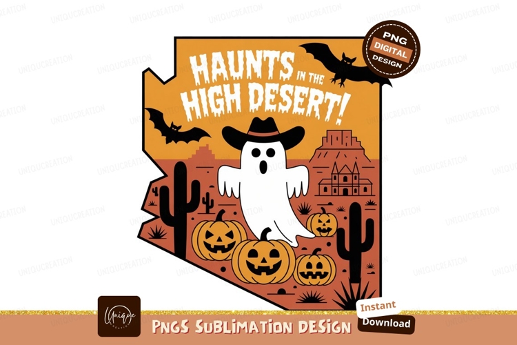 Ghost cowboy pumpkins bats desert jackolantern