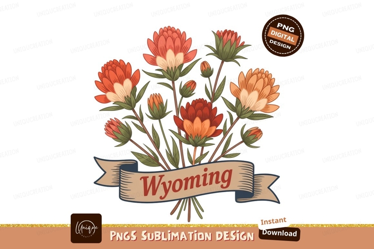 Orange red floral bouquet ribbon image