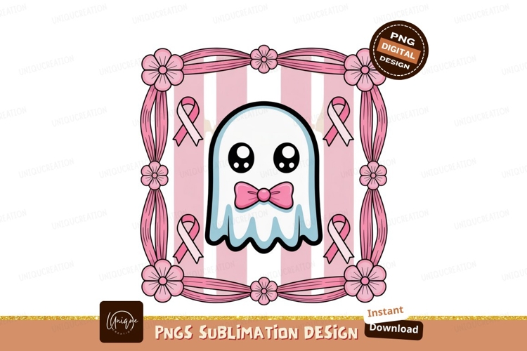 Cute ghost pink ribbon flowers image