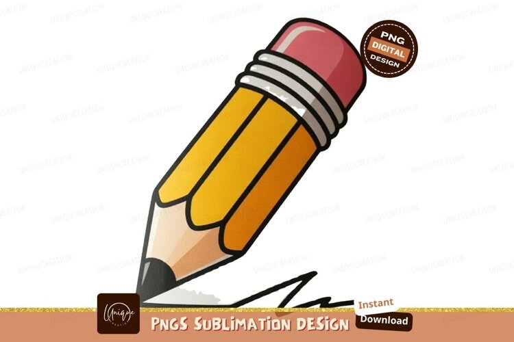 Yellow pencil drawing line pink eraser