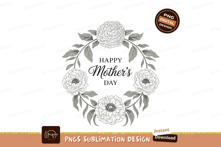 Floral wreath greeting mother
