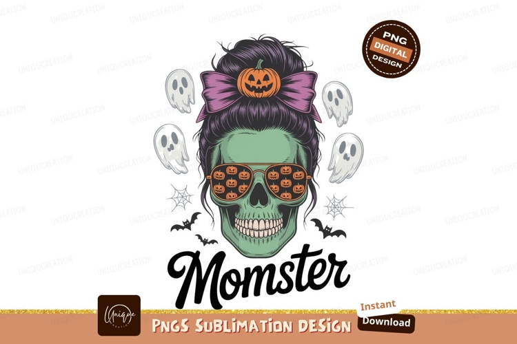 Green skull spooky Halloween mom ghost pumpkin