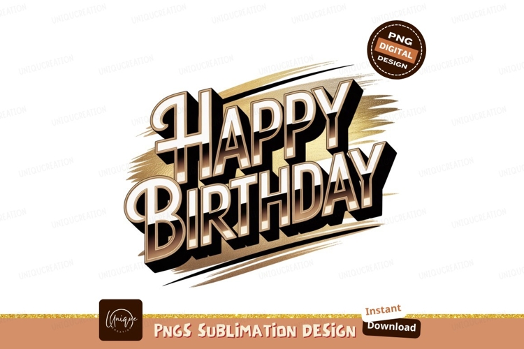 Golden happy birthday text celebration greeting