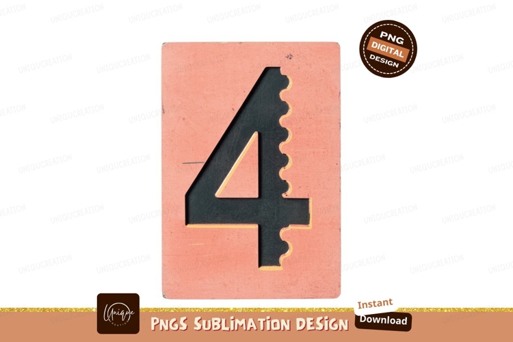 Copper stencil number four orange example image 1