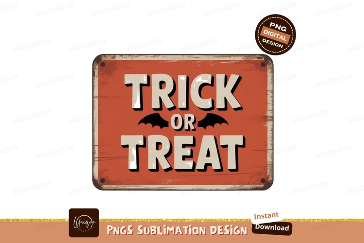 Trick or Treat Halloween Sign orange