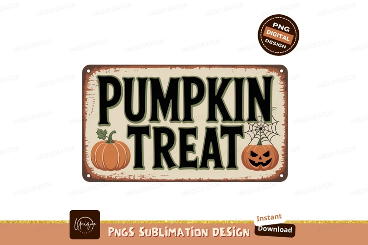 Halloween pumpkin treat sign orange