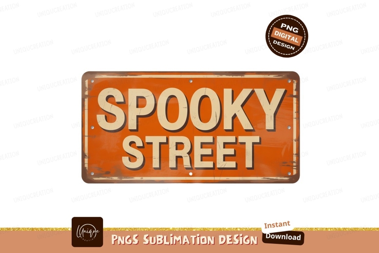 Orange spooky street sign metal