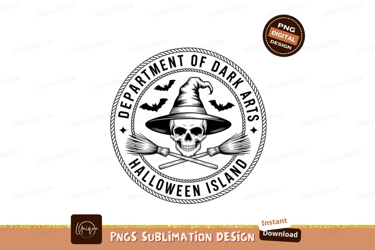 Skull Witch Hat Brooms crossed