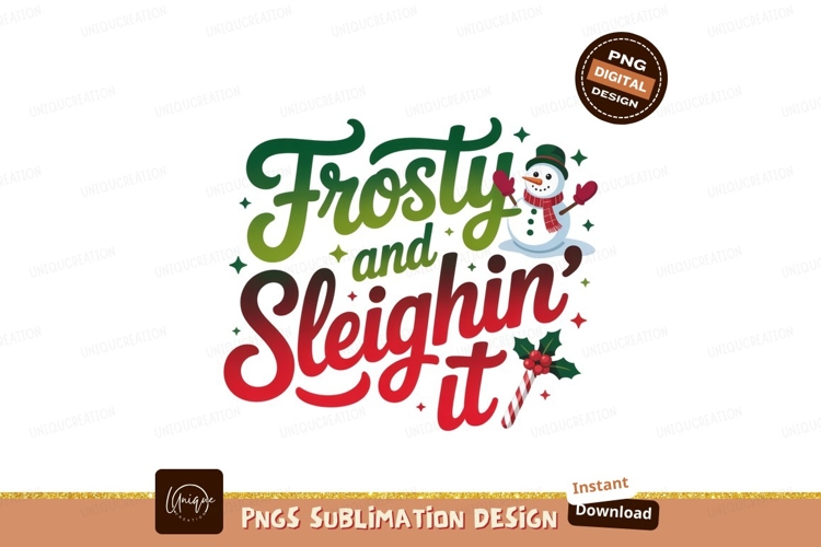 Frosty Sleighin It Snowman Christmas festive holiday