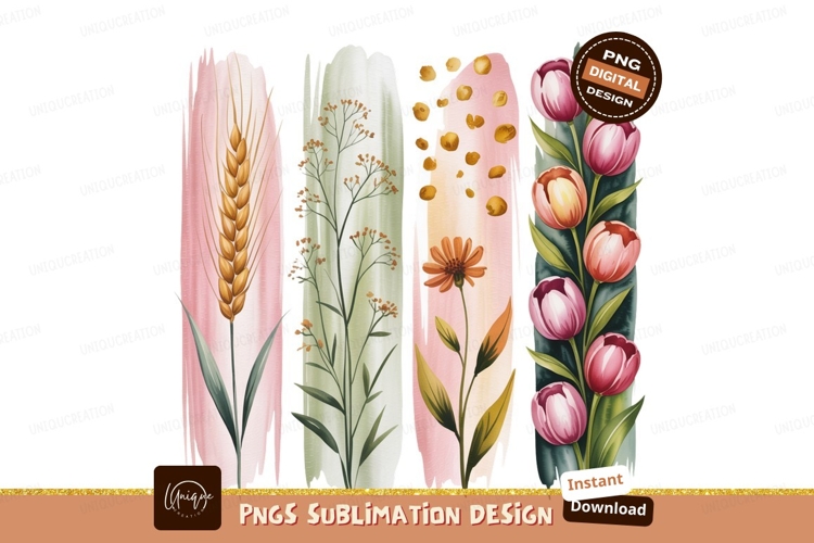 Floral botanical watercolor brush strokes image