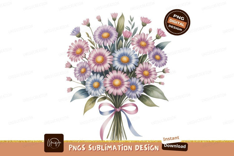Pastel daisy bouquet with ribbon daisies pink