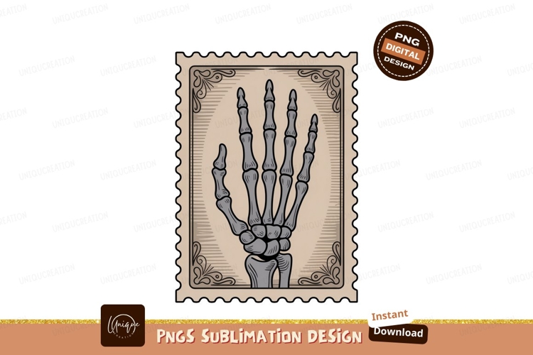 Skeleton hand stamp bone gray