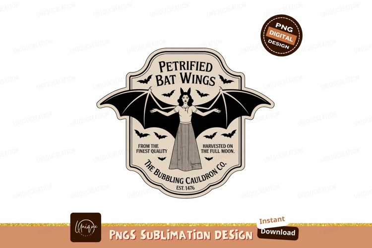 Woman bat wings cauldron logo image