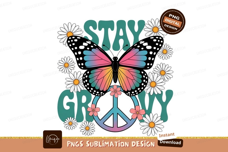 Butterfly peace flowers stay groovy image