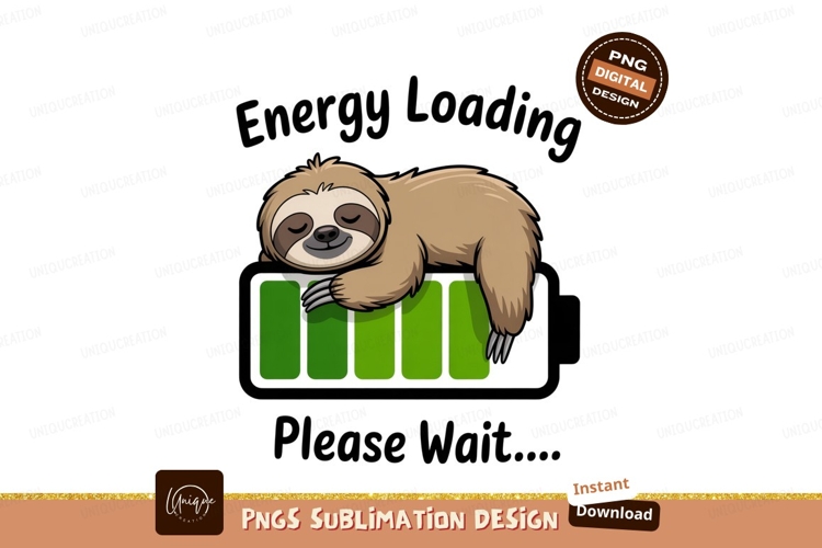 Sleepy sloth charging battery animal green