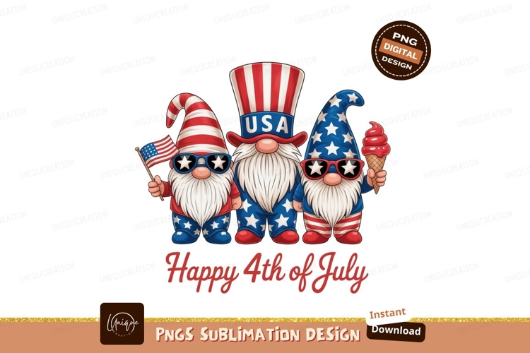 Patriotic gnomes holding flag and ice cream image