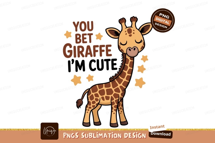 Cute giraffe with stars cartoon animal