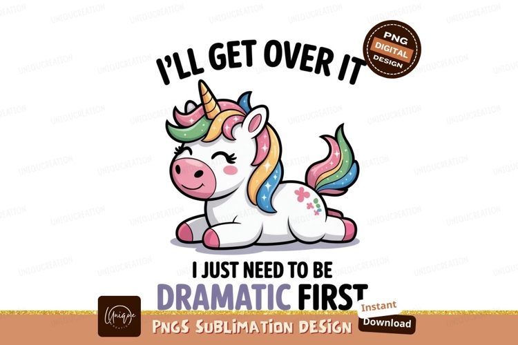 Cute unicorn lying down with rainbow mane horn