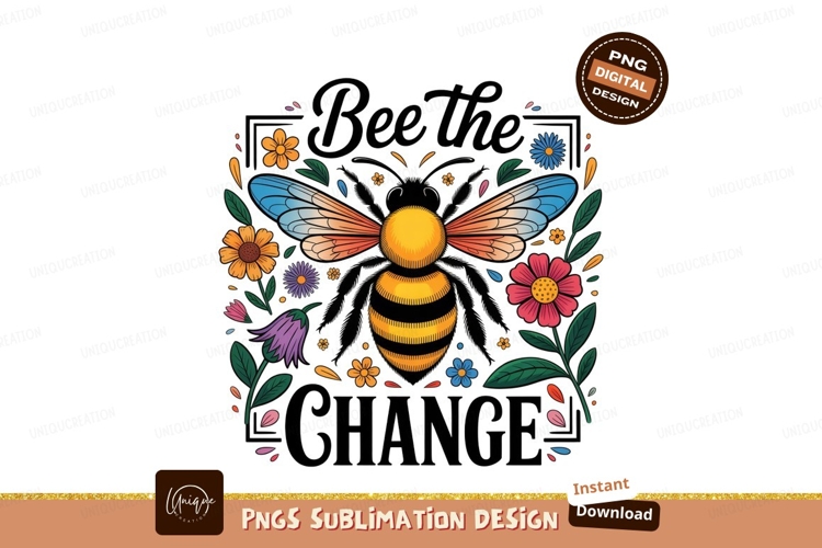 Colorful bee surrounded by flowers and text insect