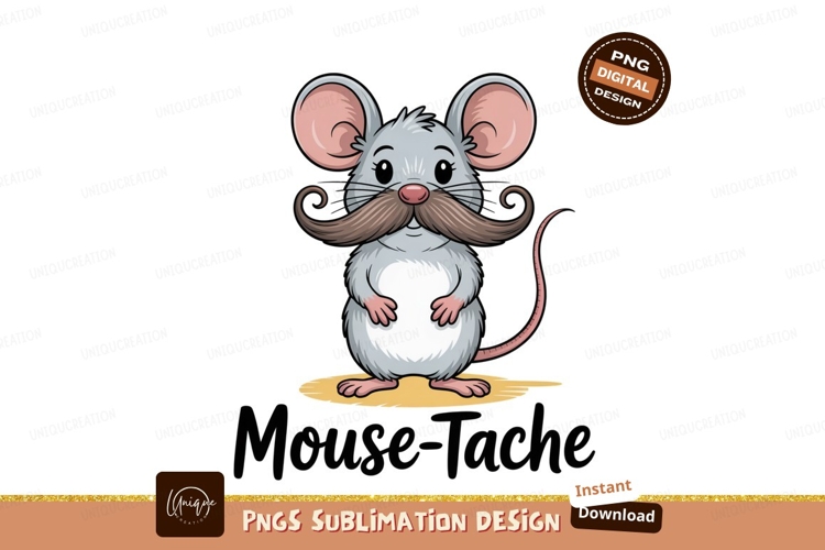 Gray mouse with mustache cartoon animal
