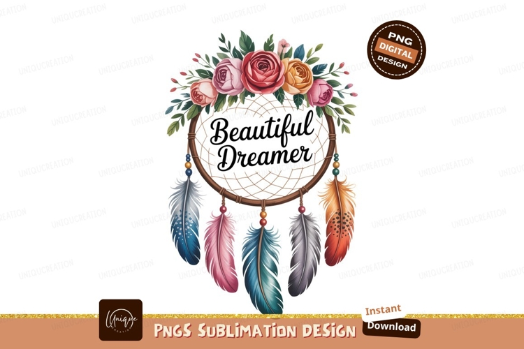 Floral Dreamcatcher Feathers roses bohemian