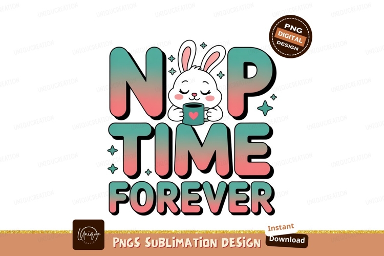 Sleepy Bunny Drinks Coffee heart stars