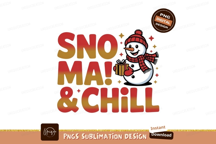 Snowman holding gift festive text winter