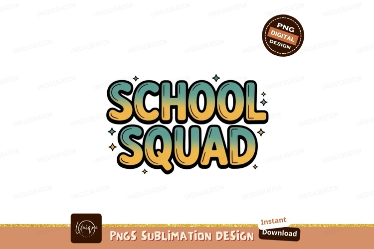 School squad gradient lettering yellow