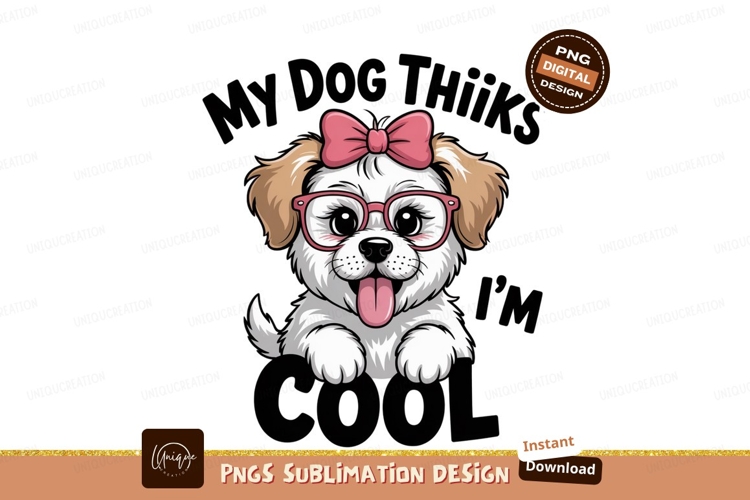 Cute dog wearing glasses and bow puppy pink