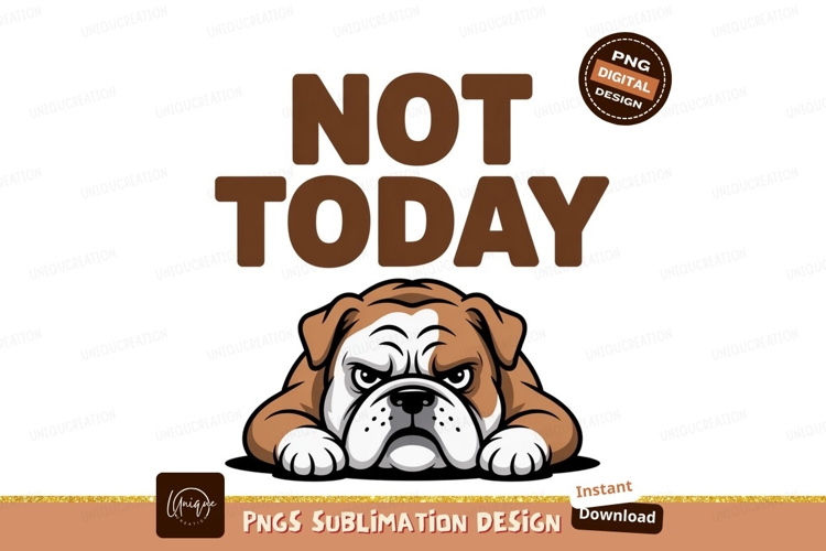 Grumpy bulldog text illustration