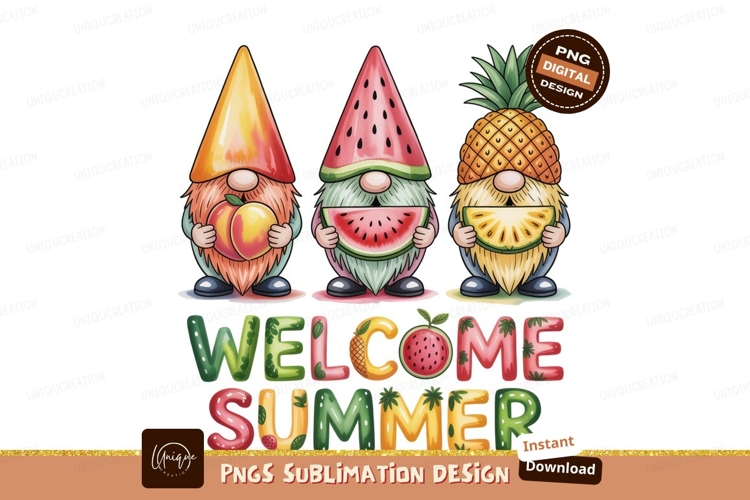 Fruit Gnomes Welcoming Summer peach watermelon