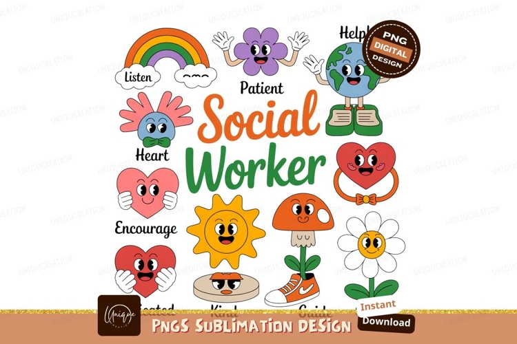 Groovy Social Worker Elements rainbow clouds