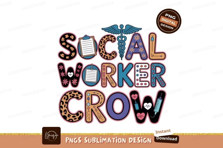 Colorful social worker text art image